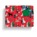 Gift wrapped in Christmas dog-themed wrapping paper