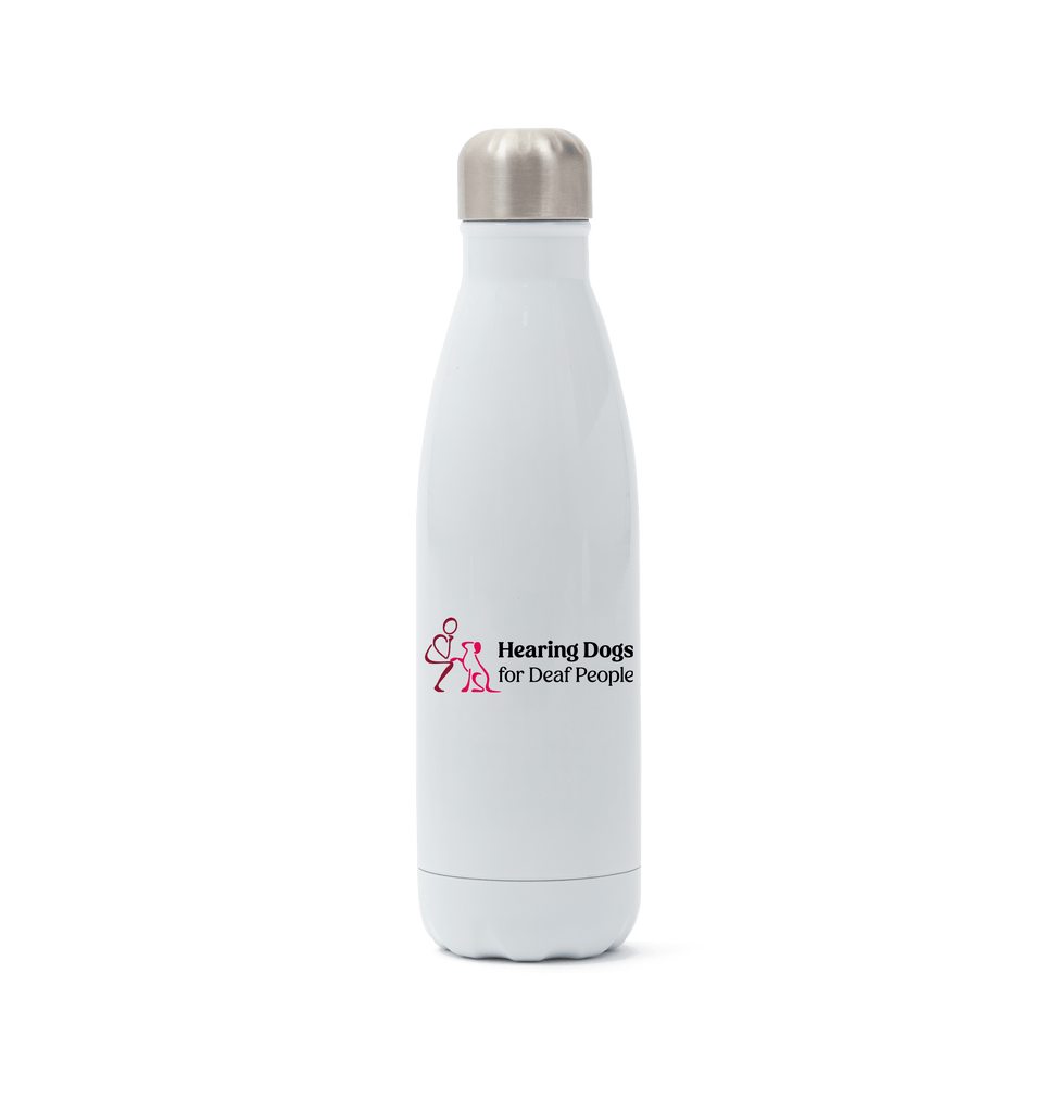 White Stainless Steel Water Bottle Hearing Dogs for Deaf People