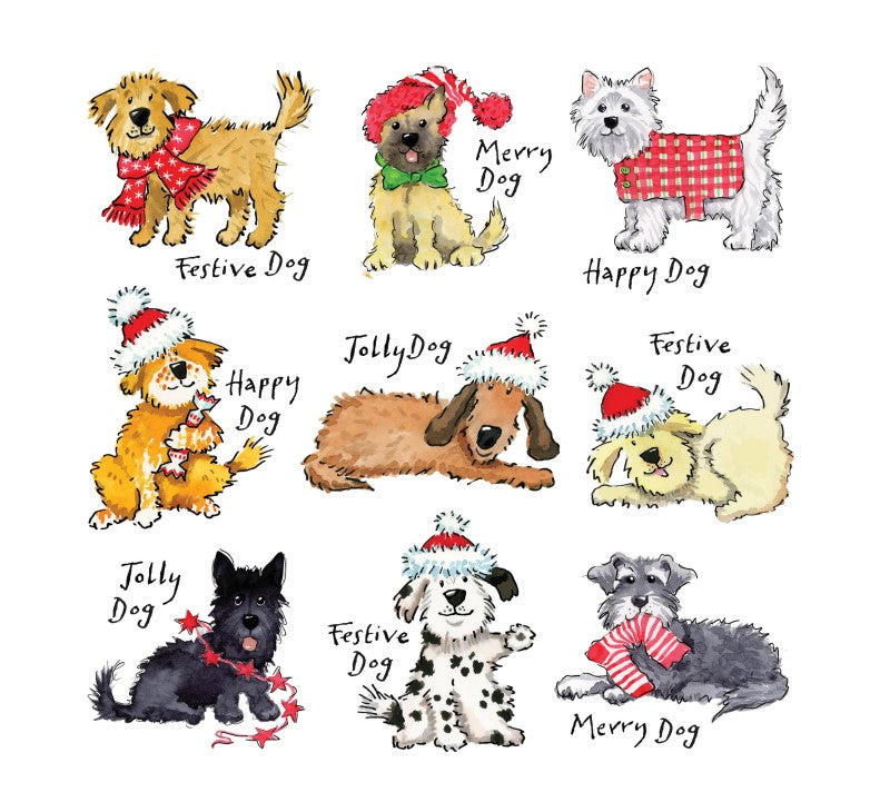 Jolly Christmas Dogs Christmas Cards - Pack of 10