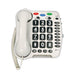 White telephone with large black feature buttons