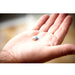 Person holding single size 675 (blue) hearing aid battery