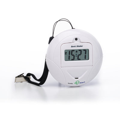 Slimline white alarm clock with LED display and strap