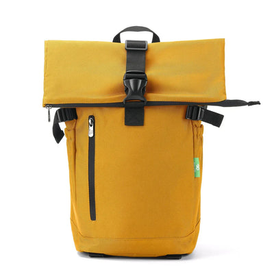 Recycled canvas rollup back pack in mustard yellow - perfect for laptops and outdoor walks