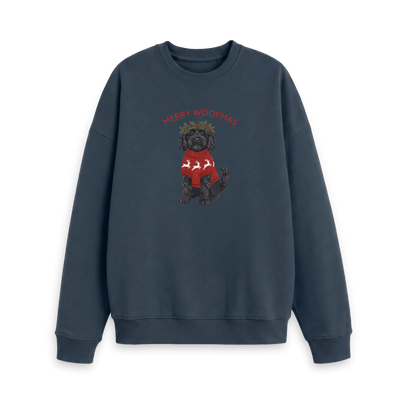 Navy Blue Printed Sweater Front