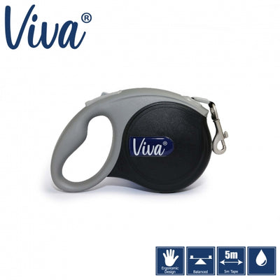 Viva Retractable 5m Lead Black Small (20kg)