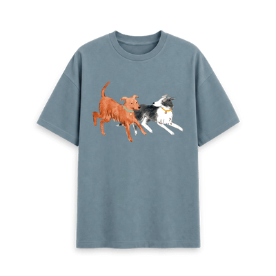 Stone Blue Printed T-shirt Front