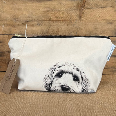 Cotton toiletry bag - Dino Dog Cockapoo
