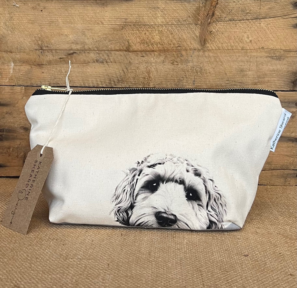 Cotton wash bag Dino Dog Cockapoo