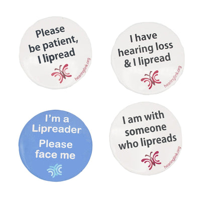 Saver deal! Pack of 4 lipreading awareness badges (pre-packed)