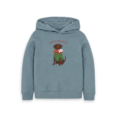 Stone Blue Printed  Fun Christmas Jumper Kids Hoodie Front