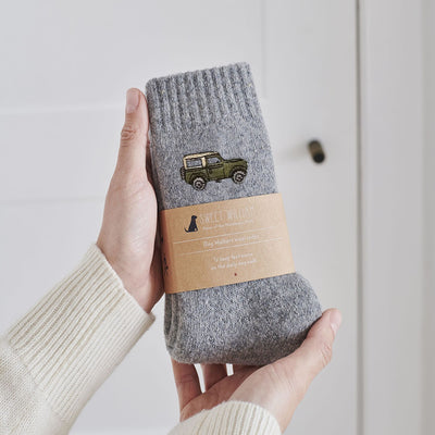 Wooly welly socks landrover design from Sweet William