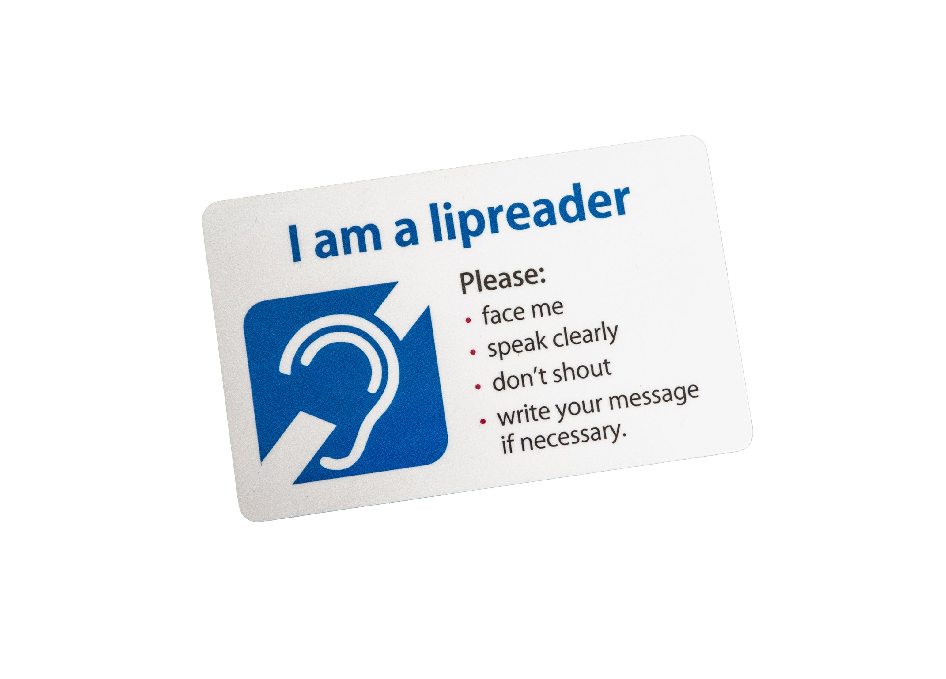 I am a lipreader communication card