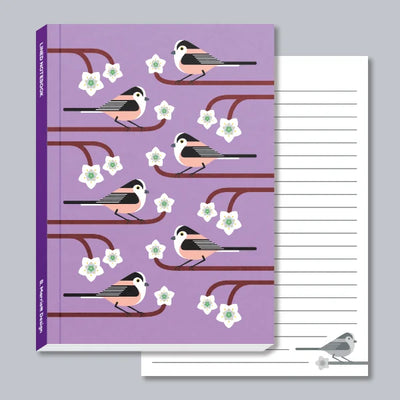 A6 Lined pocket notebook - Long-Tailed Tits On Blossom
