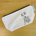 A cotton wash bag with a hand drawn pencil design of a terrier