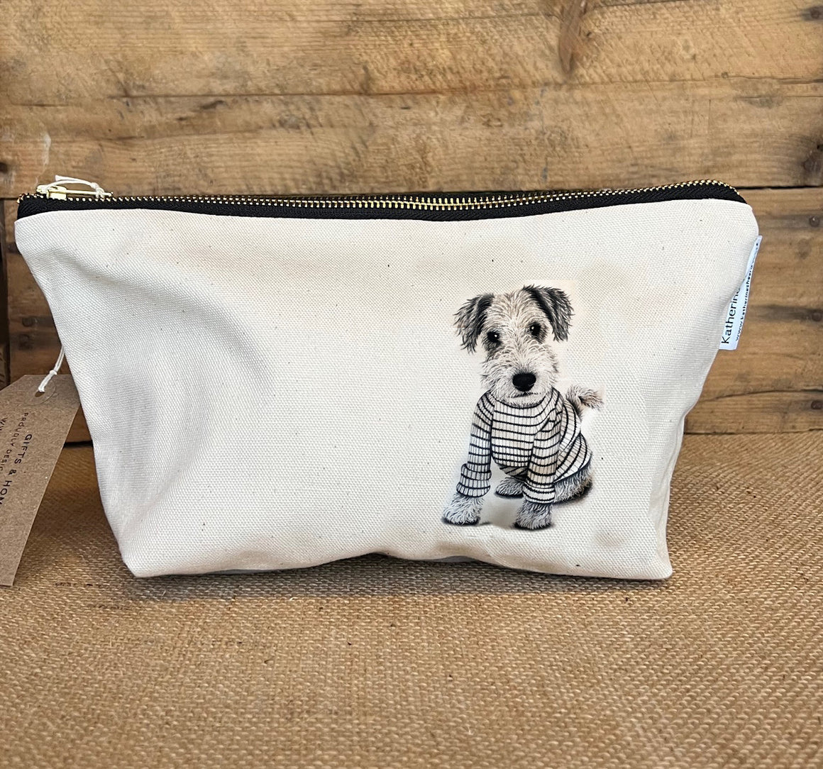 Cotton wash bag Terry Terrier available other dog designs too