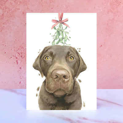 Chocolate Labrador Christmas Card
