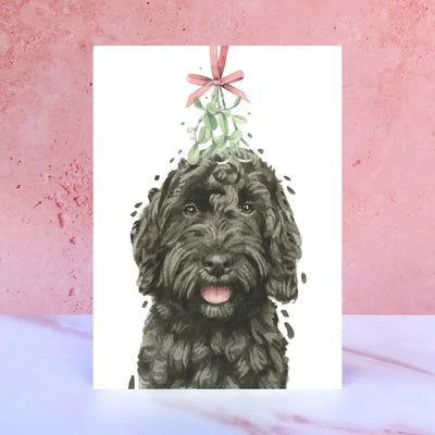 Black Cockapoo Christmas Card