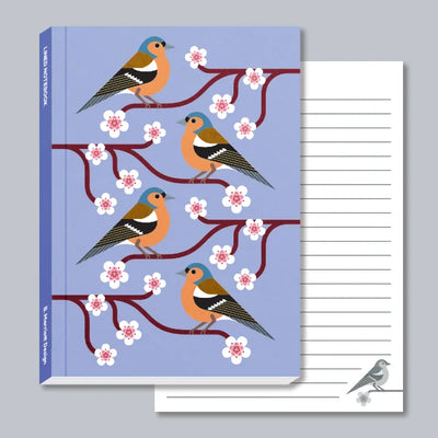 A6 Lined pocket notepad - Chaffinches on Cherry Blossom
