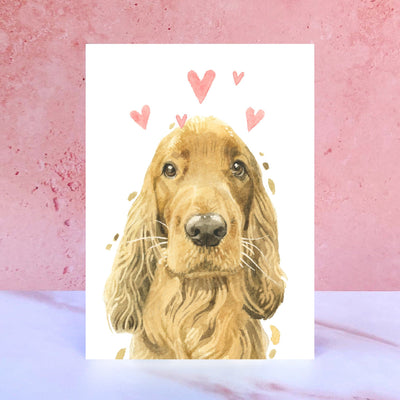 Ginger Cocker Spaniel Licks & Kisses Card