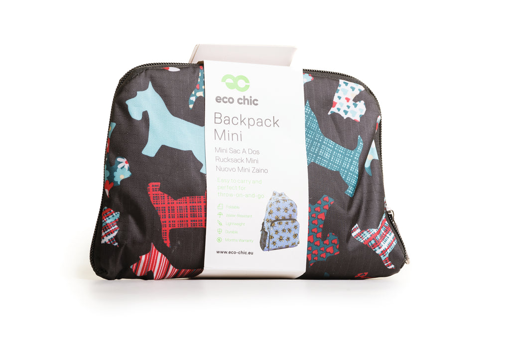 Small Black Scottie Foldable Backpack