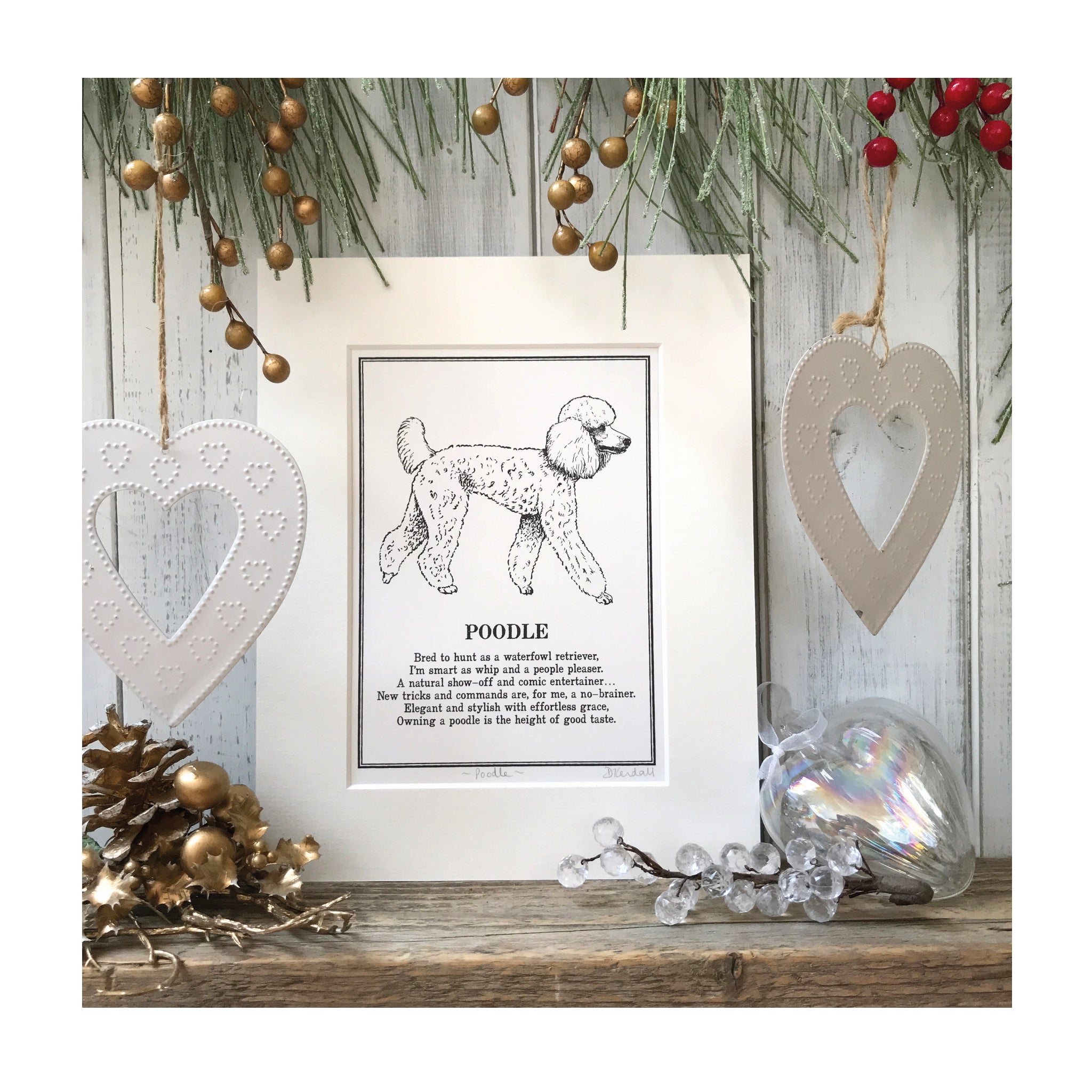Poodle Mounted Poem Print