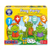 Front of the Frog Party board game box, which features colourful, smiley cartoon frogs sat on lily pads holding ballons that altogether show a simple addition sum.