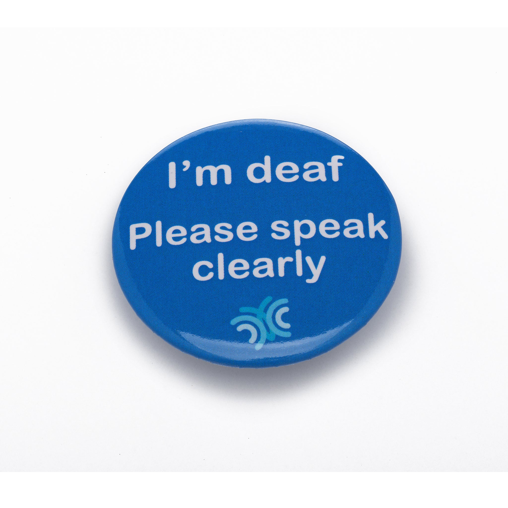 'I'm deaf - Please speak clearly' pin badge