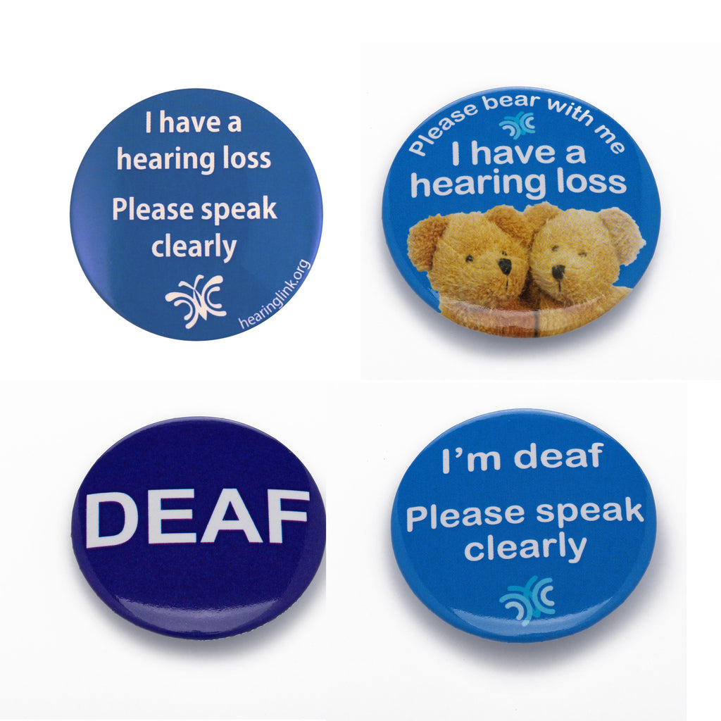 Saver deal! Pack of 4 deaf awareness badges (pre-packed)