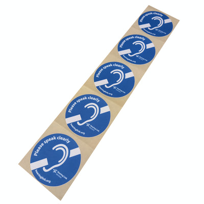 'Please speak clearly' stickers (Pack of 5 stickers)