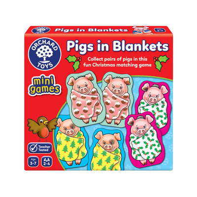 Mini Game, Pigs in Blankets, Illustrated Pigs, Red Box, Christmas